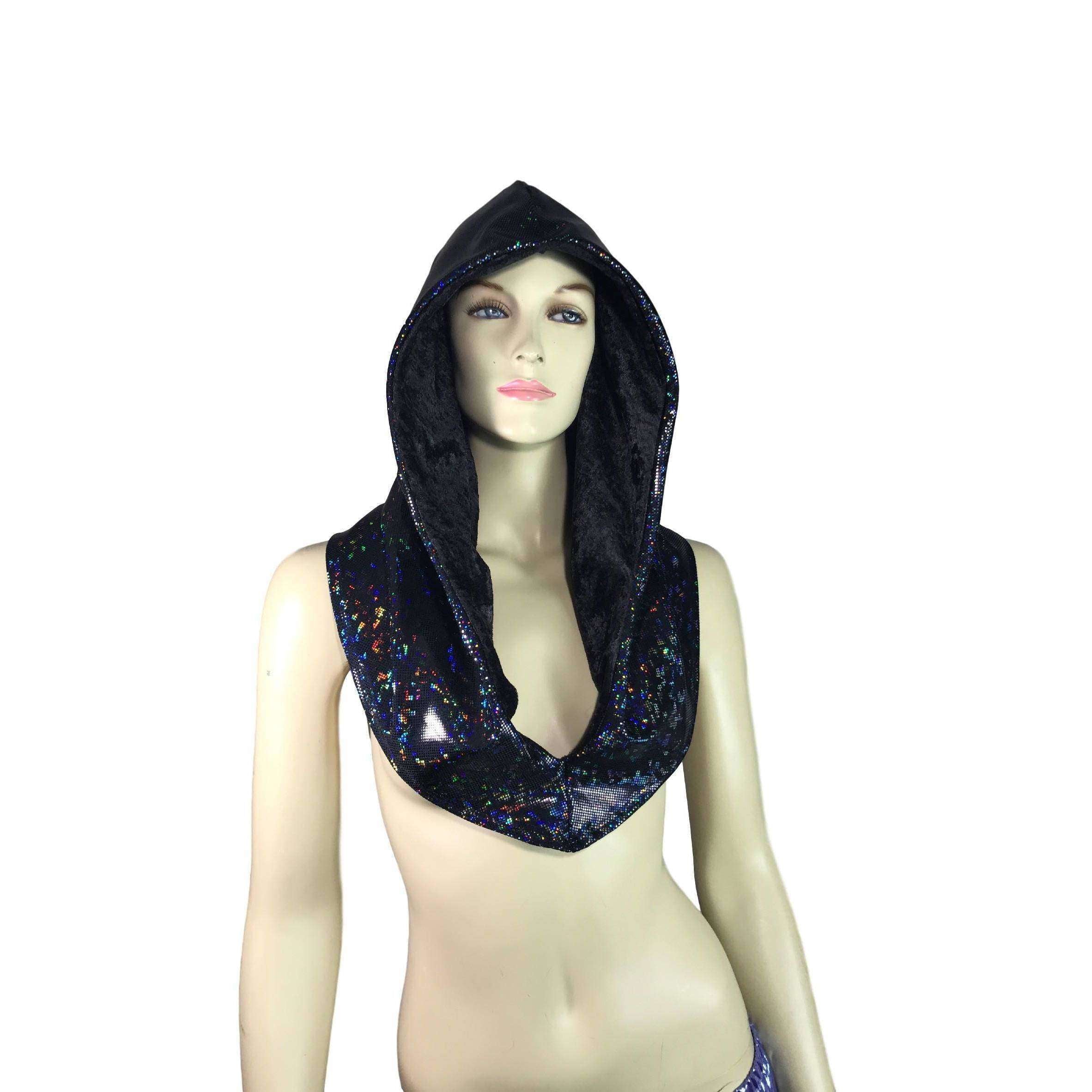 Reversible Black Shattered Glass & Black Crushed Velvet Holographic Ra–  Peridot Clothing