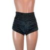 Ruched Booty Shorts - Black Crushed Velvet Scrunch Shorts - Peridot Clothing