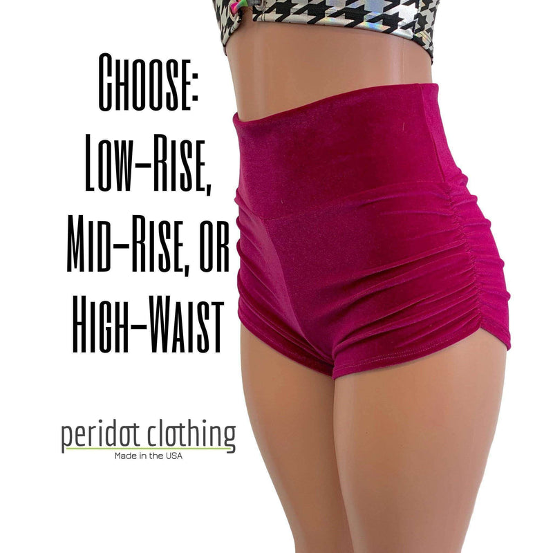 Ruched Booty Shorts Fuchsia Pink Velvet Scrunch Shorts Peridot