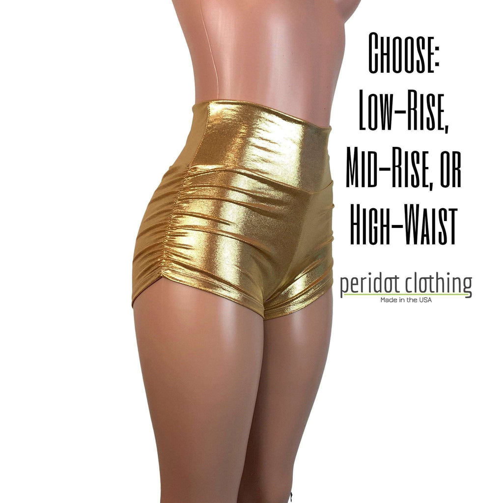 Ruched Booty Shorts - Gold Mystique Metallic - Peridot Clothing