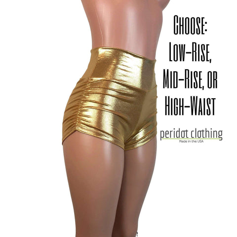 Ruched Booty Shorts - Gold Mystique Metallic– Peridot Clothing