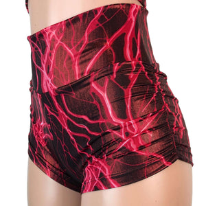 Ruched Booty Shorts - Red Lightning - Peridot Clothing