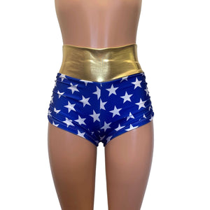 Ruched Booty Shorts - Wonder Woman - Peridot Clothing