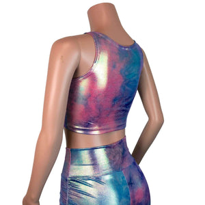 Ruched Crop Tank Top - Rainbow Mystique - Peridot Clothing