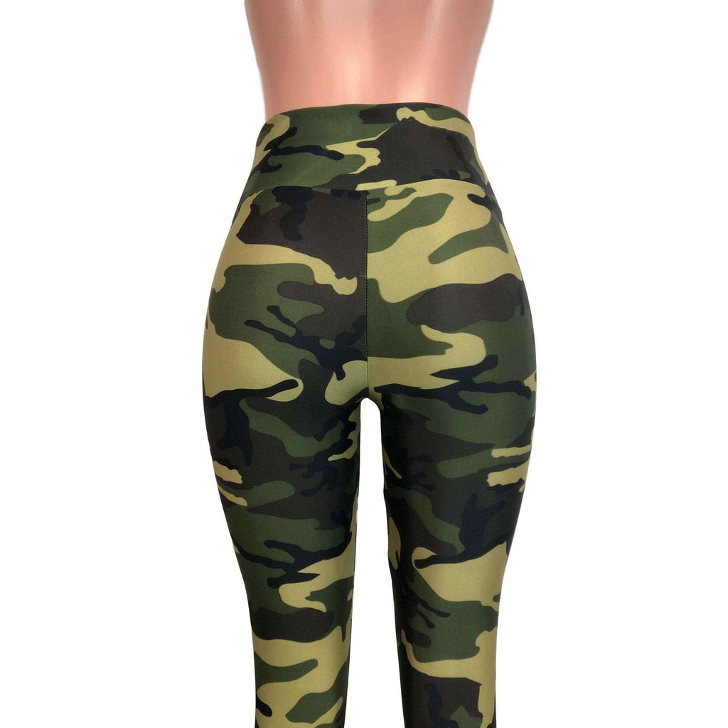 SALE - Camo or Camouflage High Waisted Leggings Pants - Peridot Clothing
