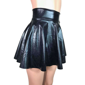 SALE - Skater Skirt - Black Metallic "Wet Look" - Peridot Clothing