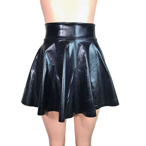 SALE - Skater Skirt - Black Metallic "Wet Look" - Peridot Clothing