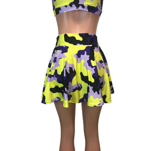 SALE - Skater Skirt - Purple/Yellow Camo - Peridot Clothing