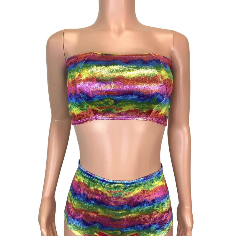 SALE - Tube Top Bandeau - Rainbow Velvet - Peridot Clothing