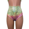 Rainbow Avatar Holographic High Waisted Scrunch Bikini Hot Pants - Peridot Clothing