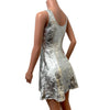 Silver Gilded Velvet A-line Mini Dress w/Pockets - Peridot Clothing