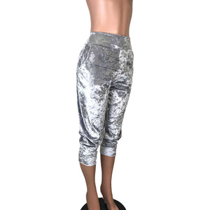 Silver Gray Crushed Velvet Joggers w/ Pockets - Peridot Clothing
