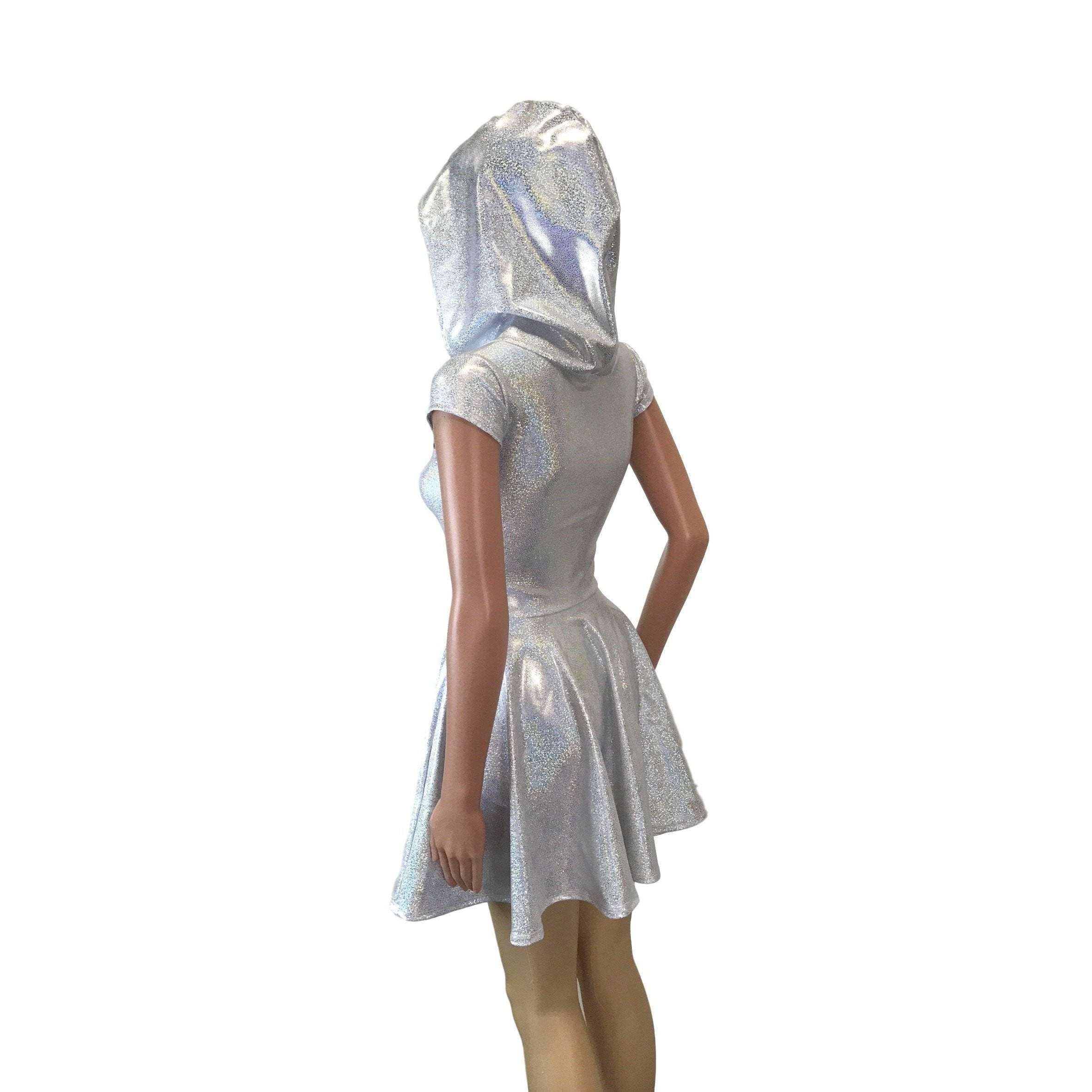 hooded silver dress Women's Hooded maxi dress in metallic jersey | Silver
