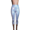 Silver Holographic Cropped Capri Leggings Pants - Peridot Clothing