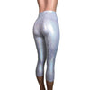 Silver Holographic Cropped Capri Leggings Pants - Peridot Clothing