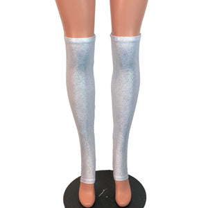 Silver Holographic Stirrup Leg Sleeves, Calf Sleeves - Peridot Clothing