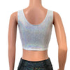 Silver on White Holographic Ring Crop Top - Peridot Clothing