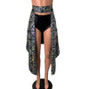 Long Cape Skirt - Silver Holographic Glass Pane - Unisex Men/Women Open-Front Skirt - Peridot Clothing
