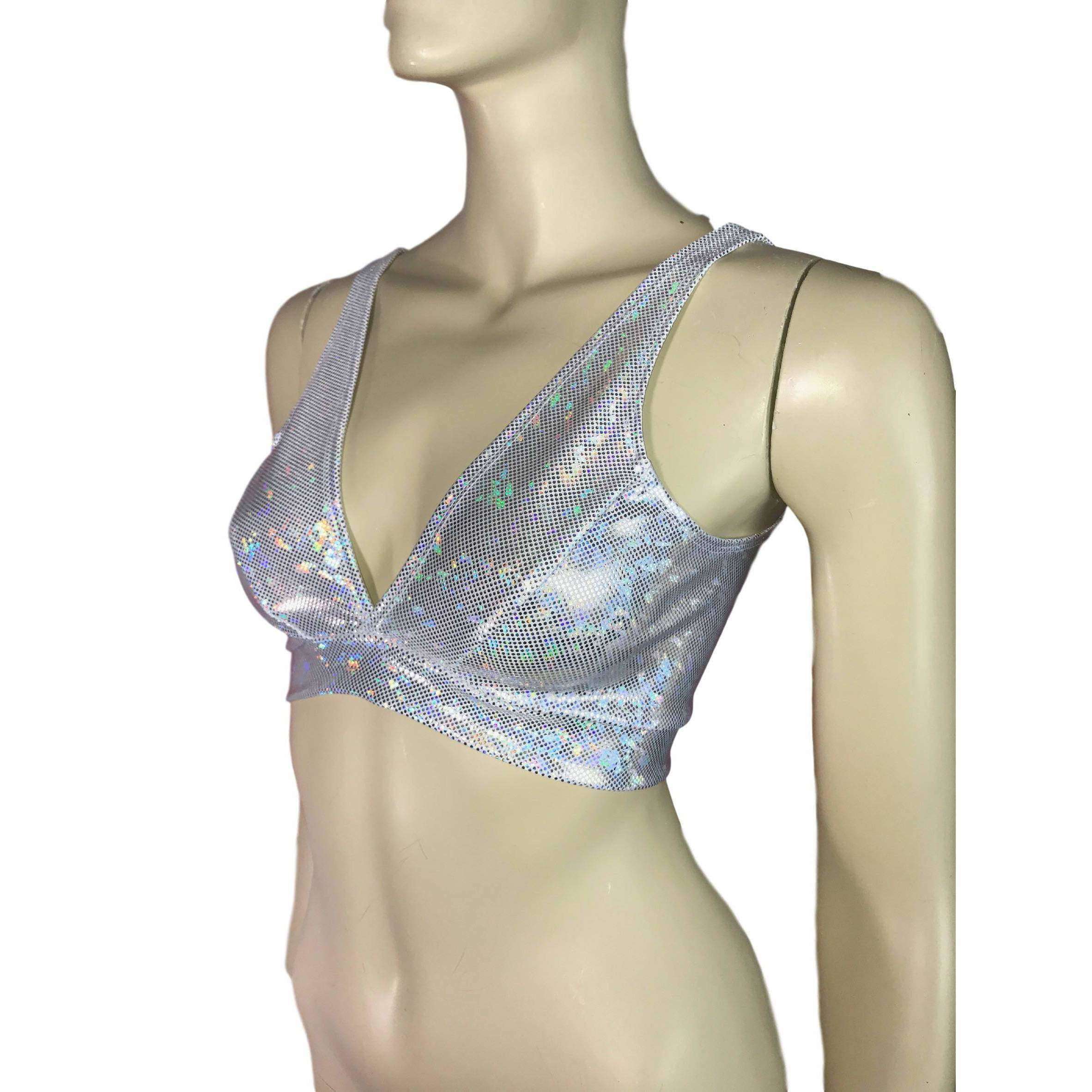 Silver Shattered Glass Holographic Bralette– Peridot Clothing