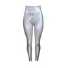 Silver Shattered Glass Holographic High Waisted Leggings Pants - Peridot Clothing