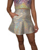 Silver on White Shattered Glass A-line Skirt w/Optional Pockets - Peridot Clothing