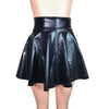 Skater Skirt - Black Metallic "Wet Look" - Peridot Clothing