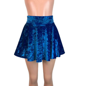 Skater Skirt - Blue Crushed Velvet - Peridot Clothing