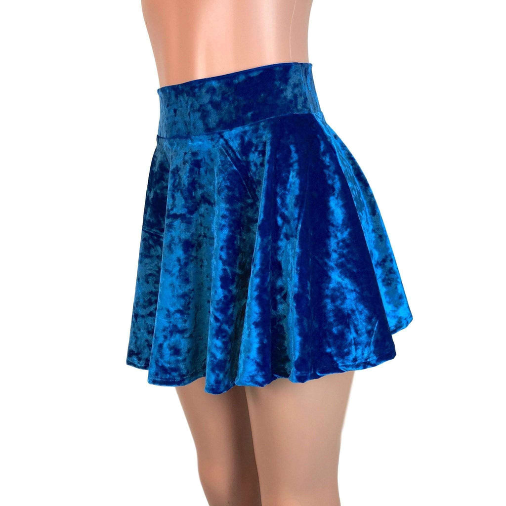 Skater Skirt - Blue Crushed Velvet - Peridot Clothing
