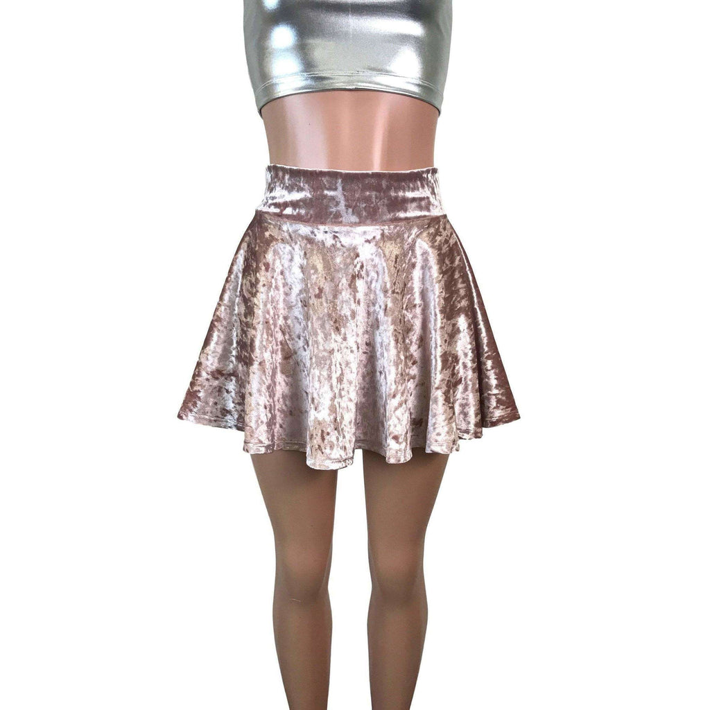 Skater Skirt - Dusty Pink Crushed Velvet - Peridot Clothing
