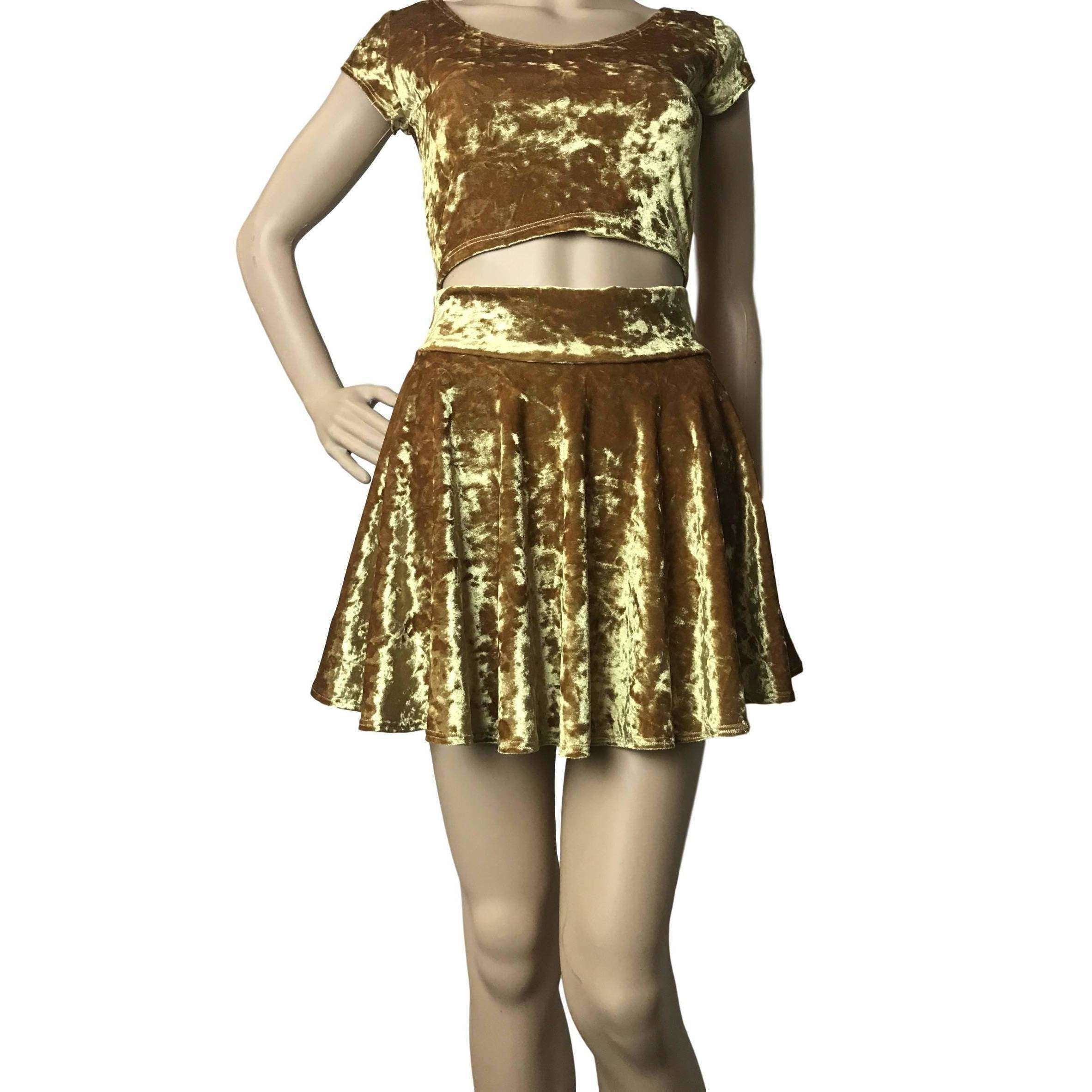 Skater Skirt - Gold Crushed Velvet XLarge Skater Skirt - Gold Crushed Velvet XLarge
