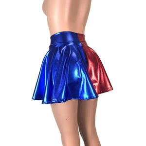 Skater Skirt - Harley Quinn Blue/Red Metallic - Peridot Clothing