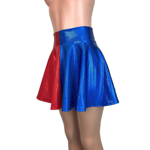 Skater Skirt - Harley Quinn Blue/Red Mystique - Peridot Clothing