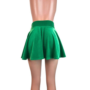 Skater Skirt - Kelly Green Velvet - Peridot Clothing