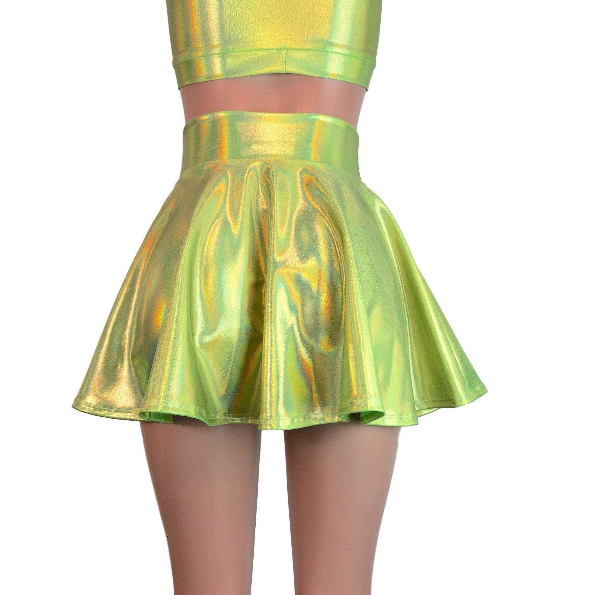 Skater Skirt - Lime Green Holographic 2XLarge Skater Skirt - Lime Green Holographic 2XLarge