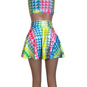 Skater Skirt - Neon Tetris - Peridot Clothing