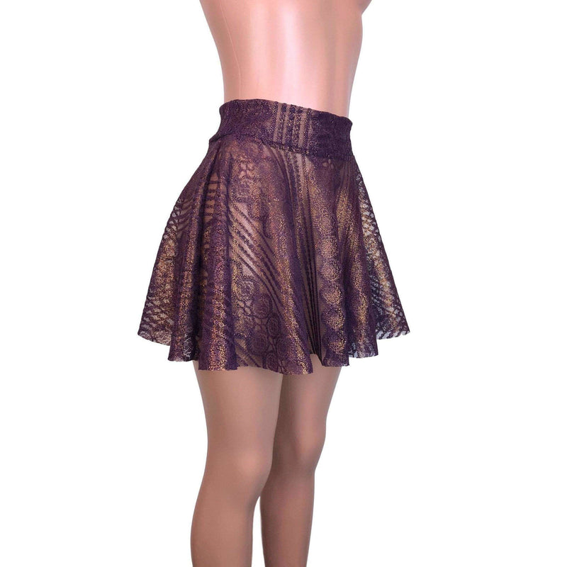 Skater Skirt - Purple Metallic Lace - Peridot Clothing