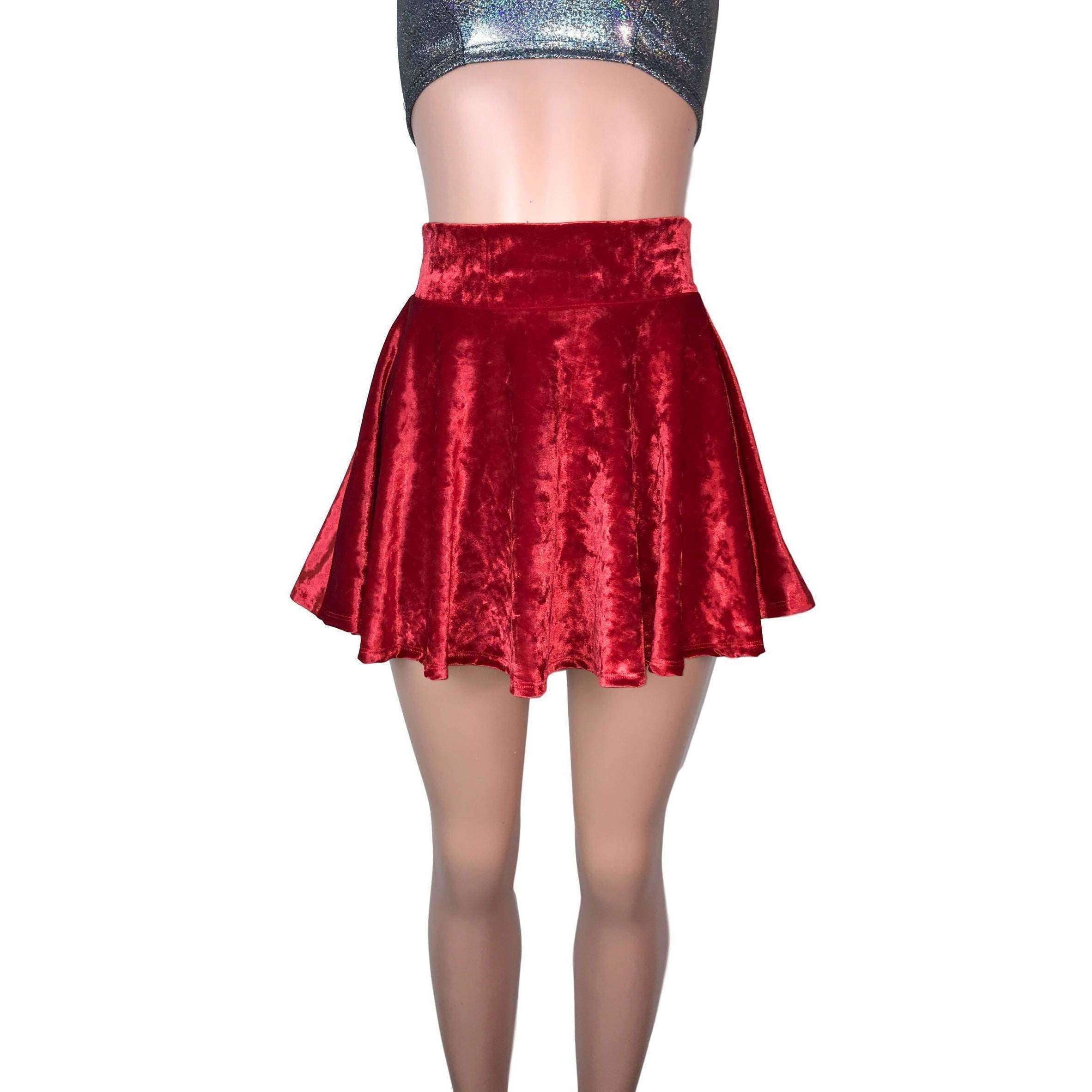red crushed velvet skater dress Vintage 90s Ruby Red Stretch Velvet Velour Skater Mini Dress Tunic With Plunge Neckline