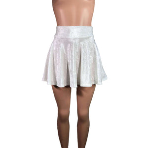 Skater Skirt - White Crushed Velvet - Peridot Clothing