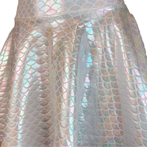Iridescent White Mermaid Skirt or Dragon Scales Skater Skirt - Peridot Clothing