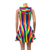 Sleeveless Rainbow Hoodie Skater Dress - Peridot Clothing