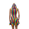 Sleeveless Rainbow Hoodie Skater Dress - Peridot Clothing