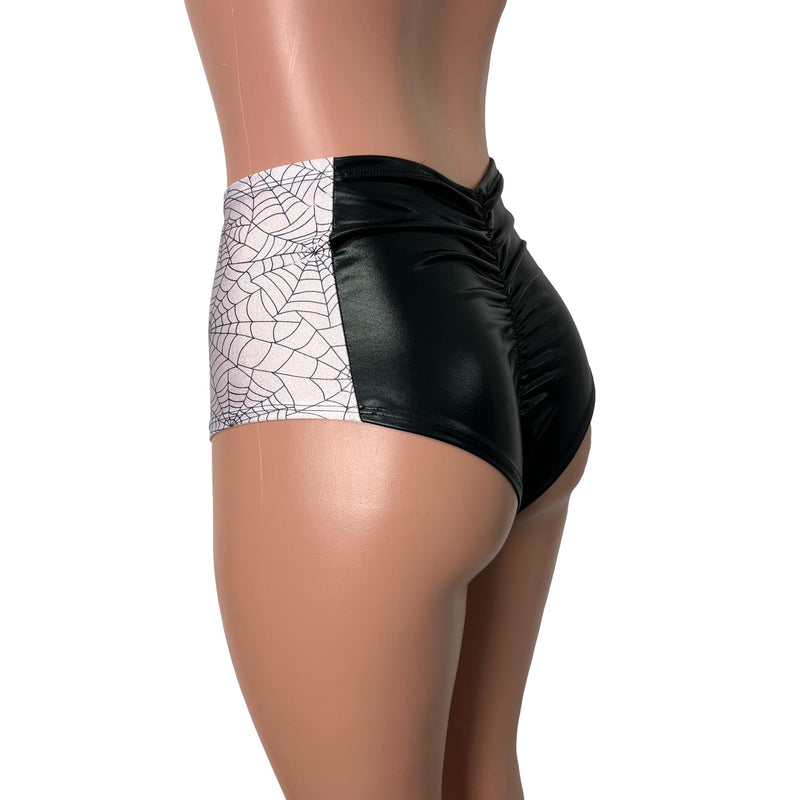 High Waist Scrunch Bikini Hot Pants - Silver on Black Holo Cracked Ice–  Peridot Clothing
