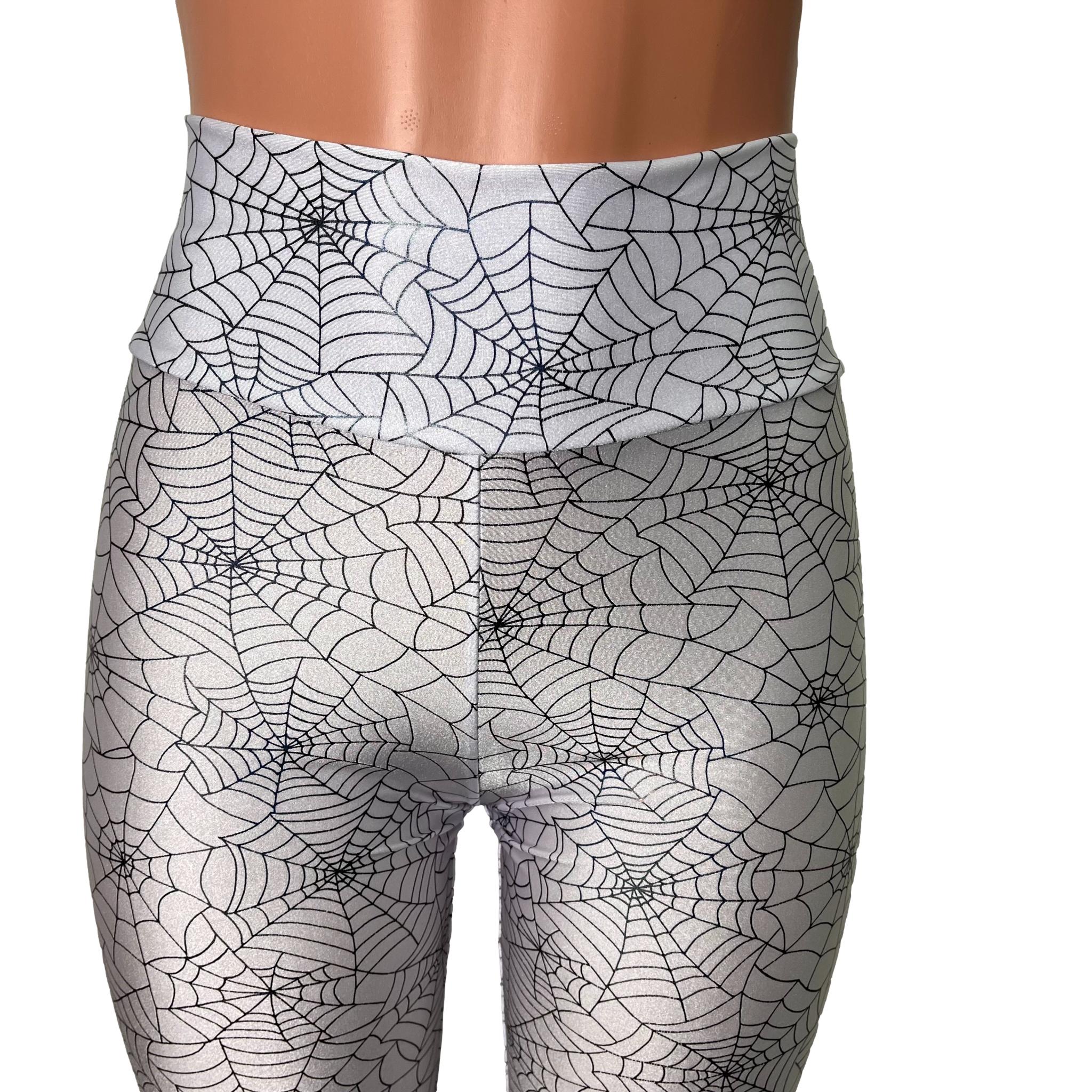 Women's Black & White Spider Web Allover-Print Legging