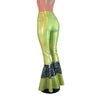 Tiered Bell Bottom Flares  - Lime Green/Silver Glass Pane - Peridot Clothing