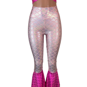 Tiered Bell Bottom Flares - Pink Mermaid Scales - Peridot Clothing