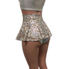 Holo Triangle Mesh Super Mini 10" High Waisted Skater Skirt - Peridot Clothing