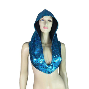 Turquoise Dragon Scales Rave Hood - Peridot Clothing