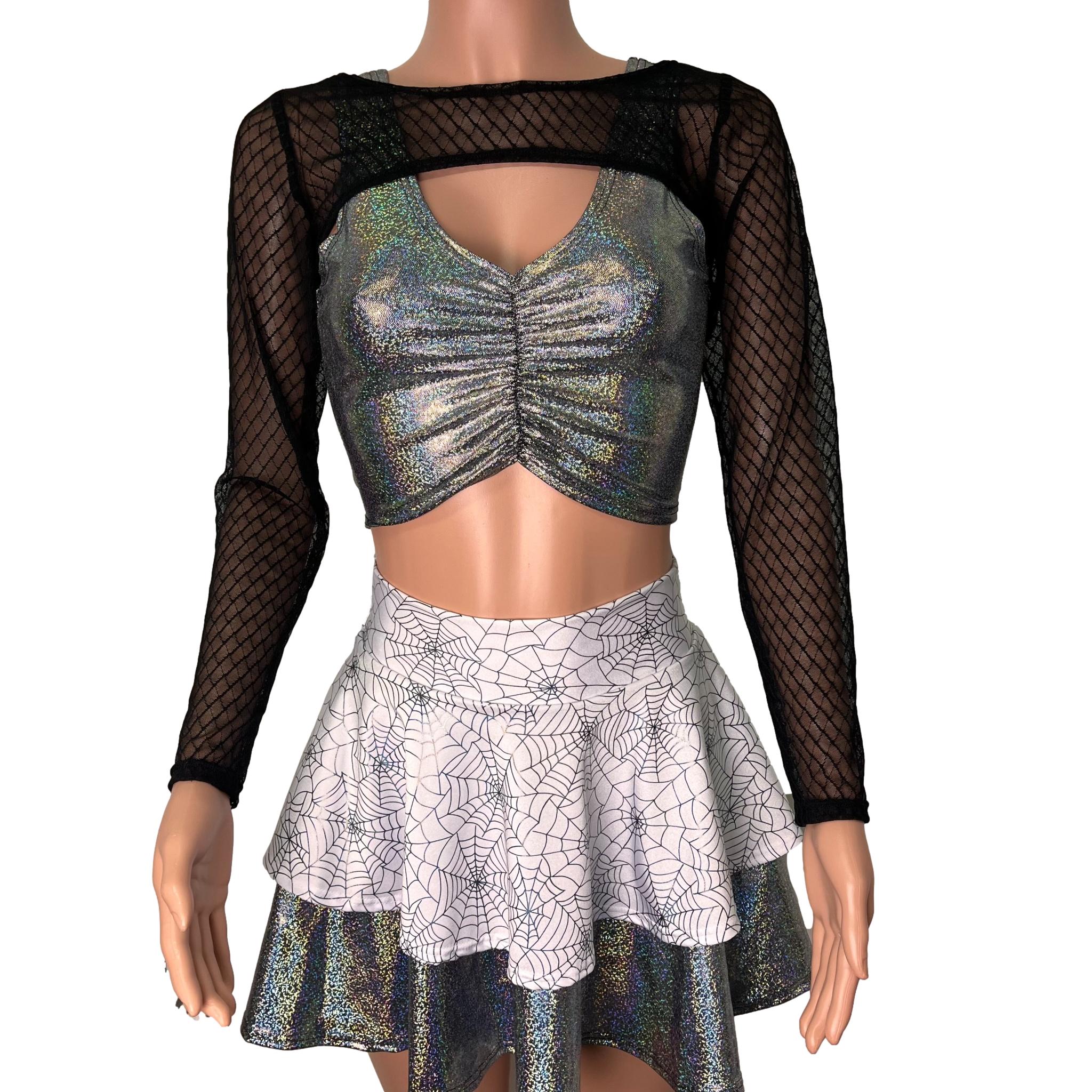 Long Sleeve Bolero Top Vixen Mesh Fishnet Peridot Clothing