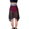 Long Cape Skirt - Black Vixen Mesh Sheer - Unisex Men/Women Open-Front Skirt - Peridot Clothing