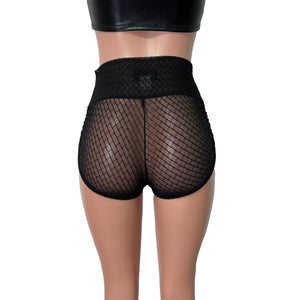 Black Vixen Mesh Sheer Ruched Booty Shorts - Peridot Clothing